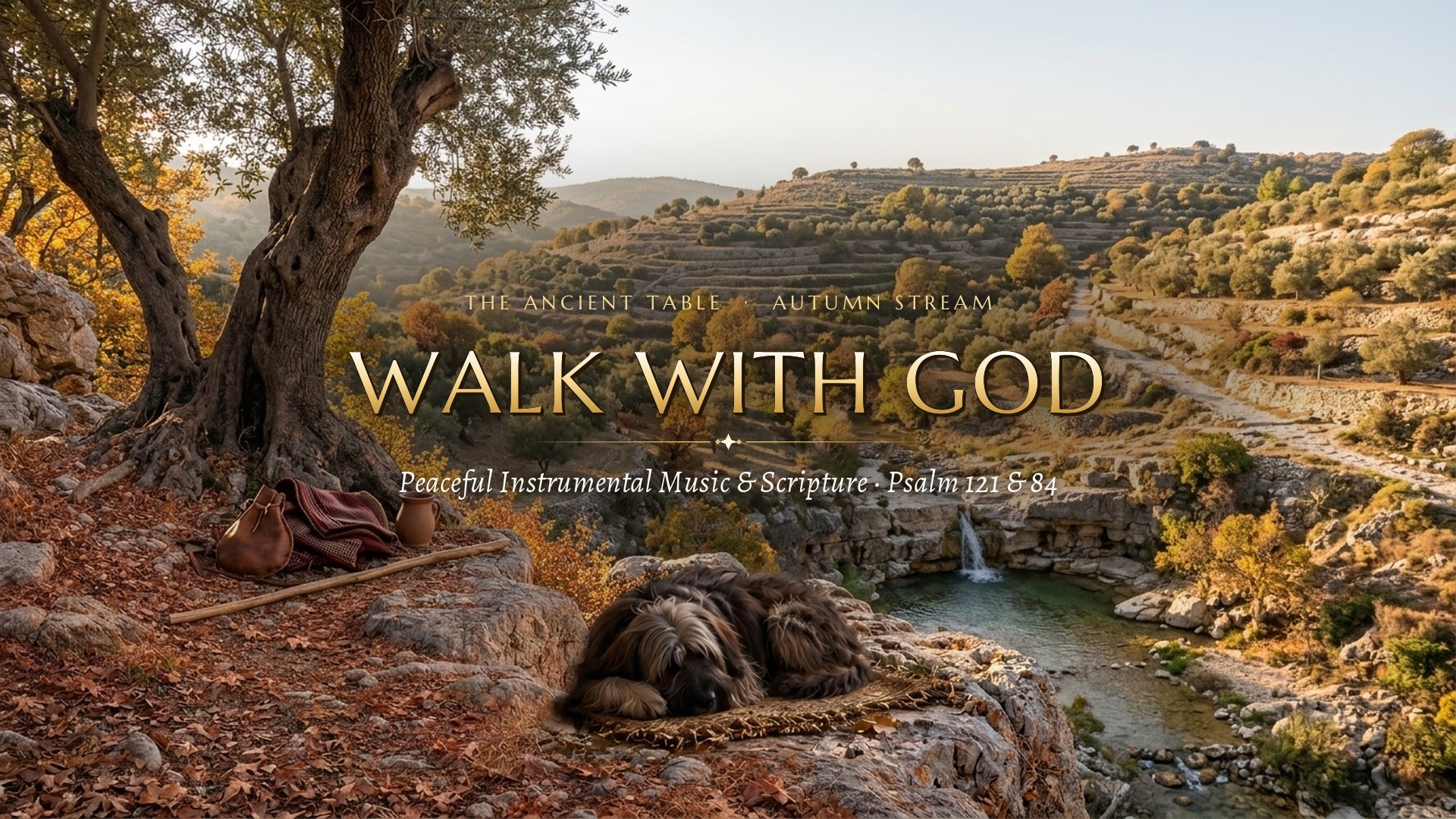 Peaceful Autumn Music & Scripture | Judean Hillside Stream & Waystation