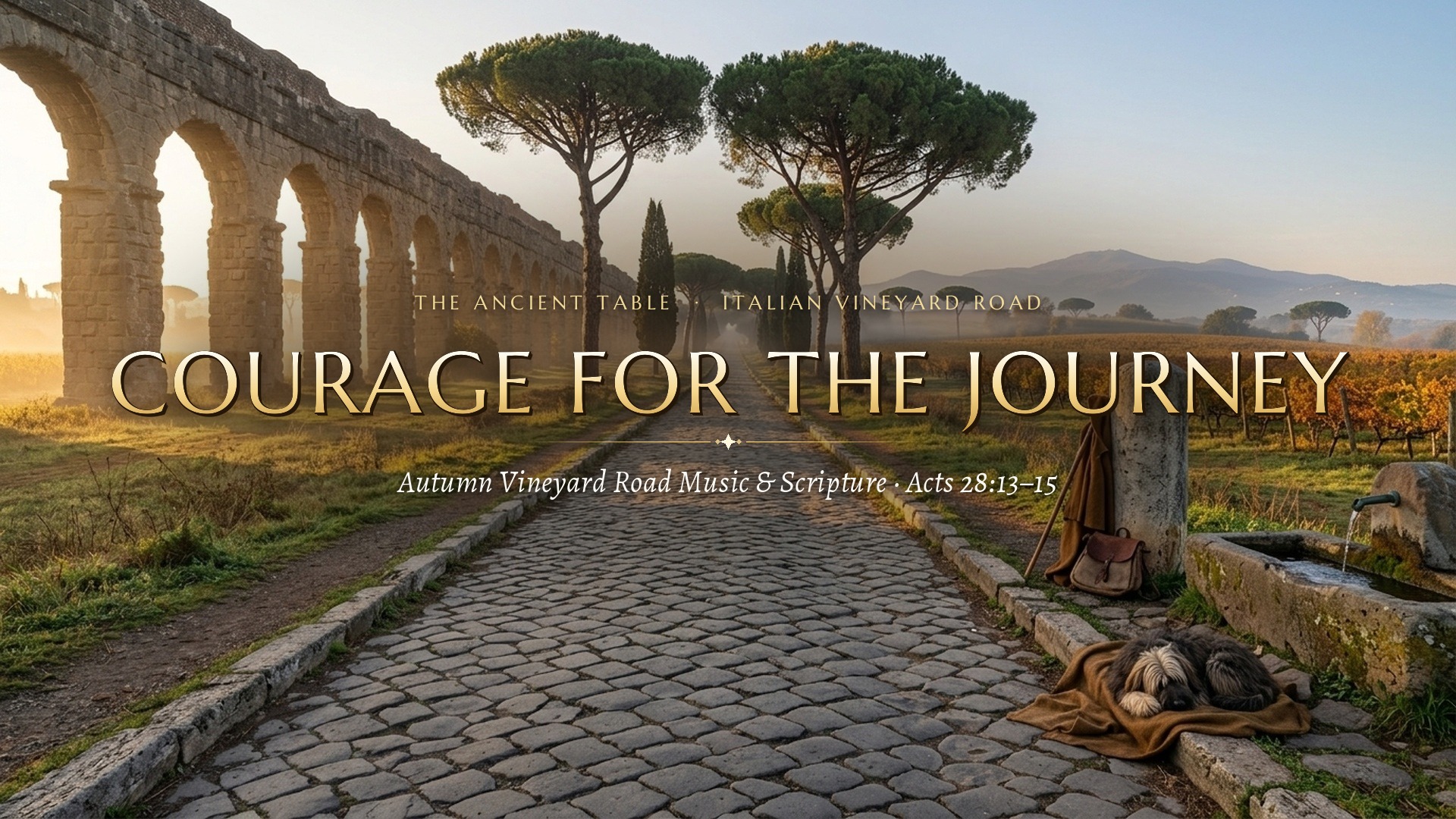 Peaceful Autumn Morning Music & Scripture | Sunlit Italian Vineyard Road