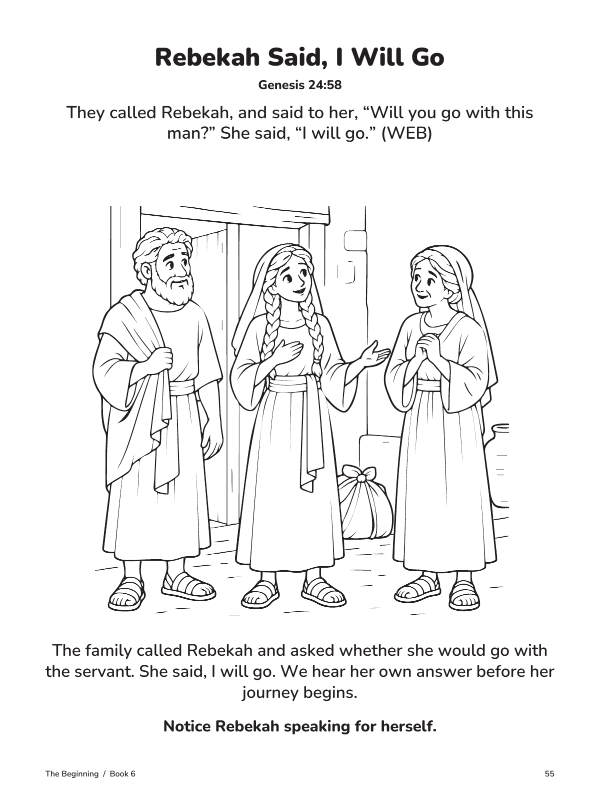 Rebekah Said, I Will Go: actual page 55 from Isaac and the Family Promise