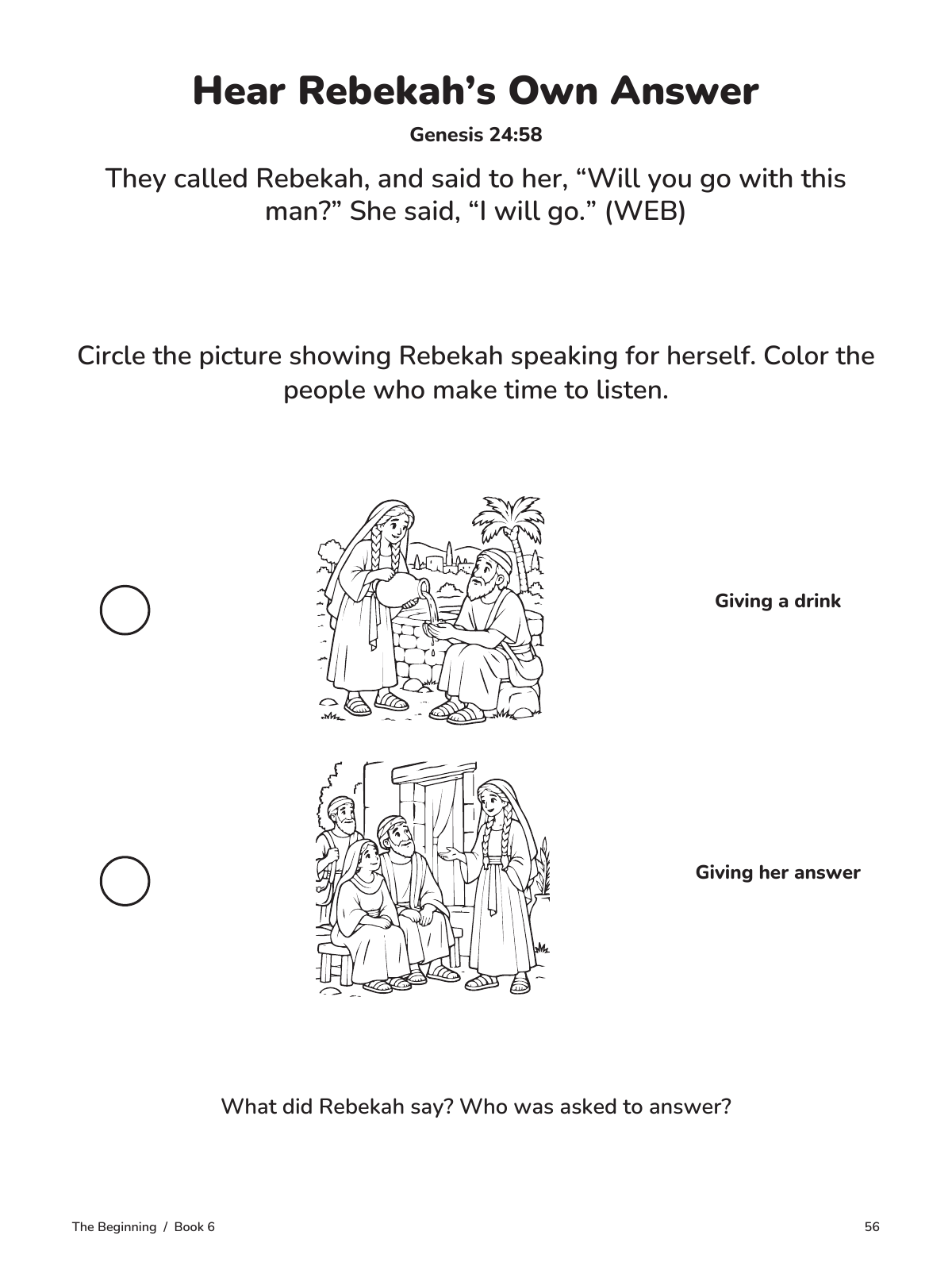 Hear Rebekah’s Own Answer: actual page 56 from Isaac and the Family Promise