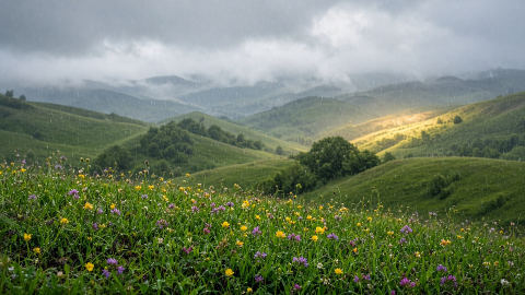 Autumn Vineyard in the Rain